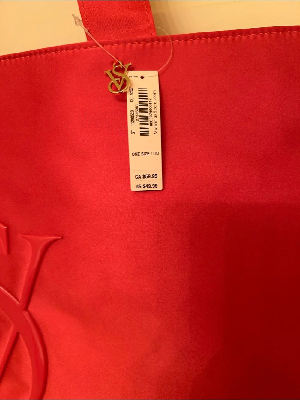 Victoria's Secret Red Embossed VS Logo Tote